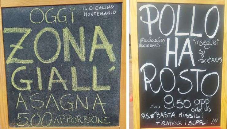 I cartelli del locale di Roma