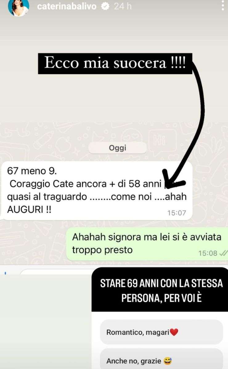 Caterina Balivo anniversario nozze messaggio suocera