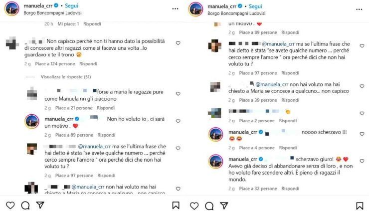 Uomini e Donne, Manuela parla del suo addio