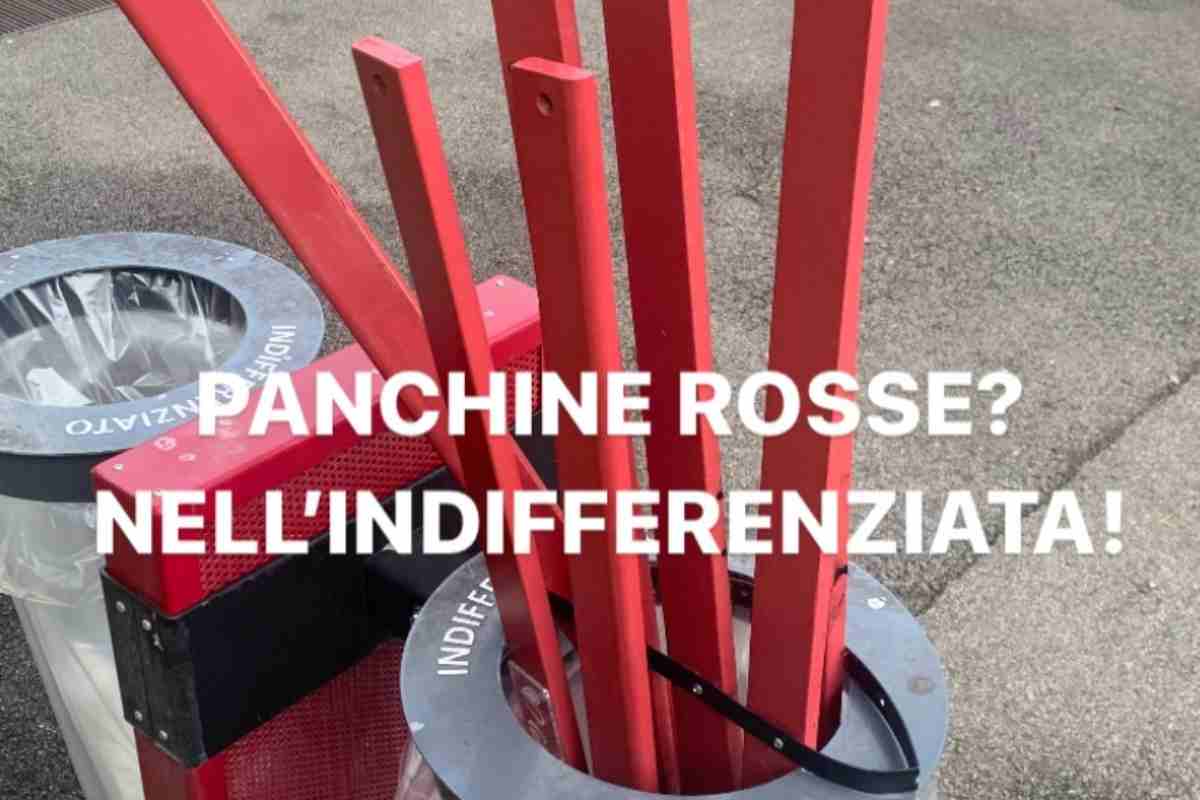 Panchina rossa distrutta all'Università La Sapienza 