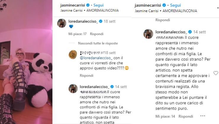 Loredana Lecciso difende la figlia sui social
