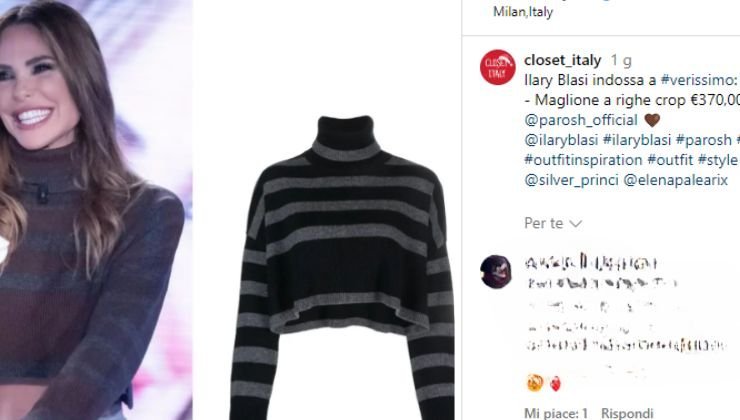 Quanto costa il maglione di Ilary Blasi