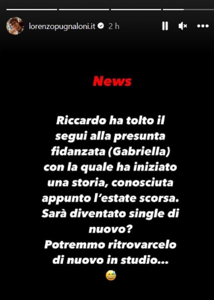 Uomini e Donne, Riccardo Guarnieri torna single