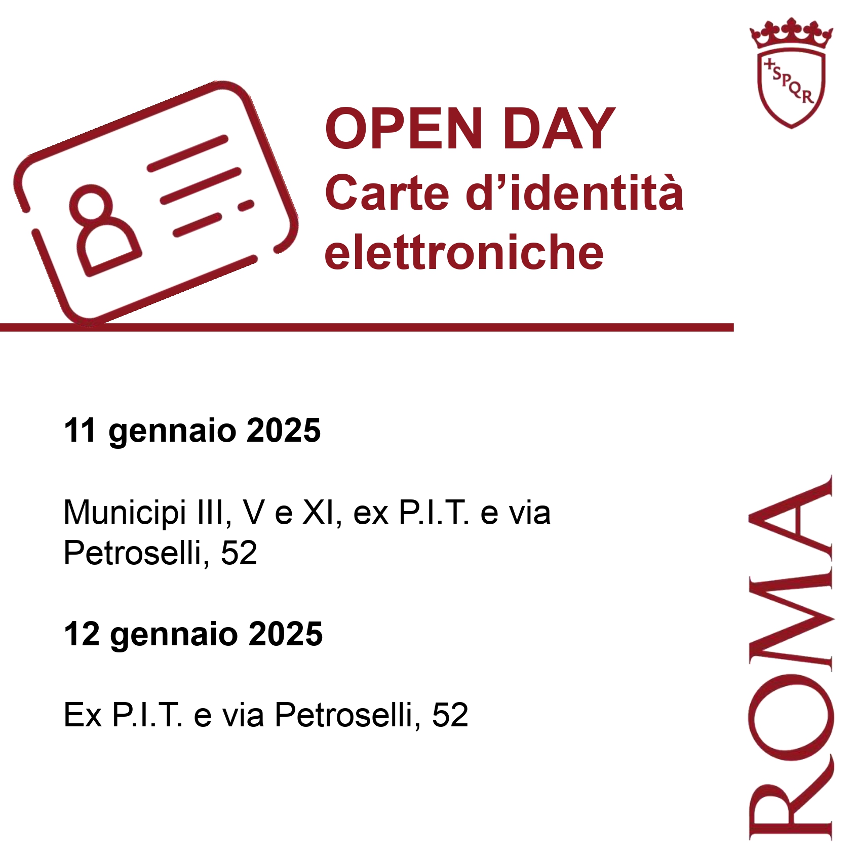 Lo schema apparso sul Twitter del Comune di Roma per l'open day relativo alla Carta di identità elettronica