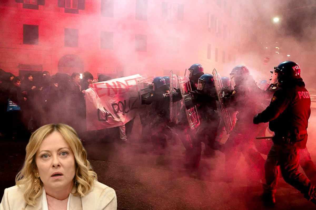 Scontri manifestazione Roma e Giorgia Meloni arrabbiata