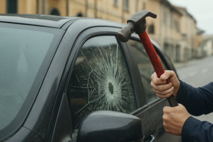 Martellate alla macchina del presunto amante
