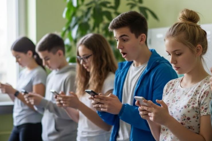 Bimbi con smartphone 