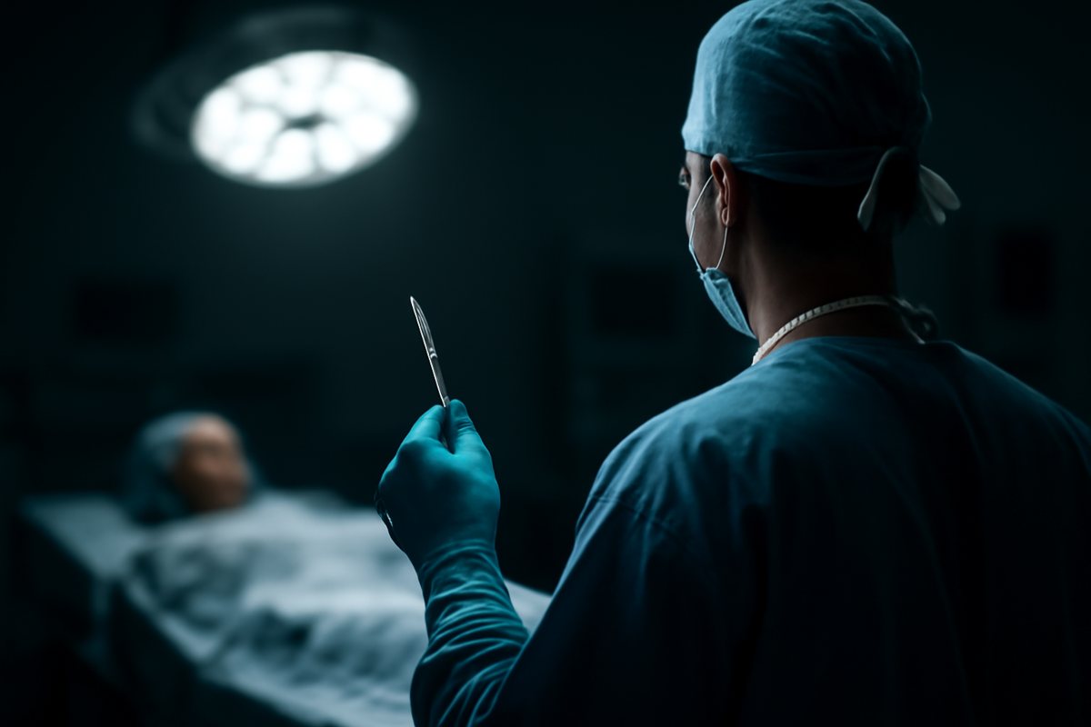 Un chirurgo con il bisturi in mano