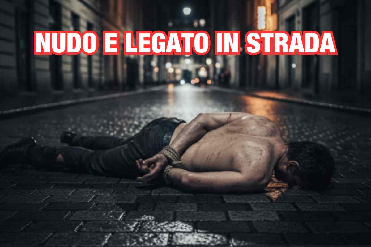 Uomo nudo in strada